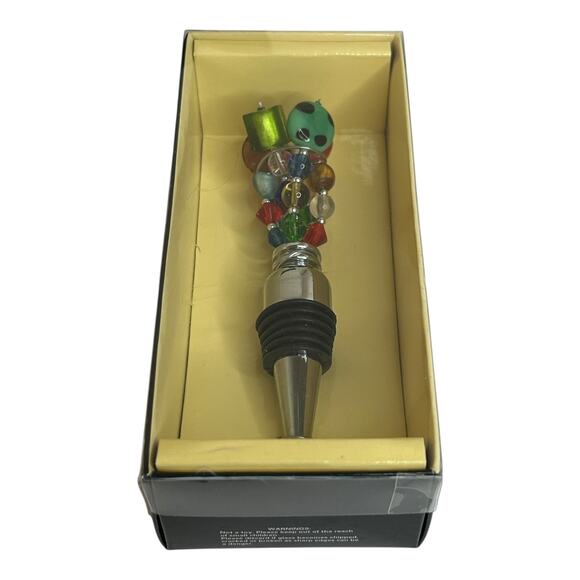 Colorful Art Glass Beads Bottle Stopper Bed Bath and Beyond NIB - Picture 5 of 6